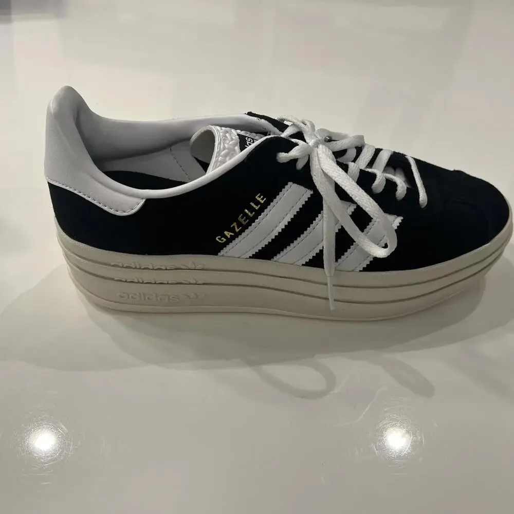 Adidas Gazelle Bold Platform Sneakers Shoes Black White HQ6912 Women’s Size 11 - Picture 3 of 5